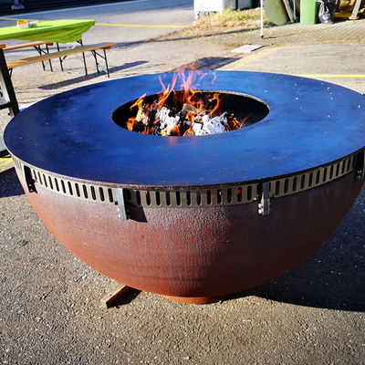 กองไฟแบบพกพาสองชั้น Corten Steel สำหรับการเผาแคมป์ปิ้งบาร์บีคิว