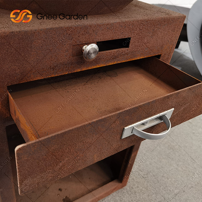 เพื่อนครอบครัว BBQ Steel Outdoor Rust Corten Steel Grill Brasero เตาย่างบาร์บีคิว
