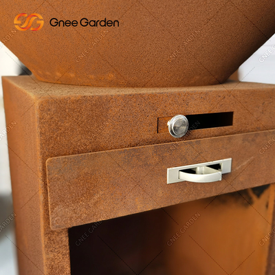 Outdoor Corten Steel Garden Fire Pit BBQ ทำอาหารจานเตาทำอาหารกลางแจ้ง