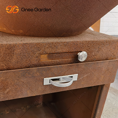เตาย่างบาร์บีคิวกลางแจ้งสำหรับงานหนักโบราณ Fire Pit Corten Metal Barbecue