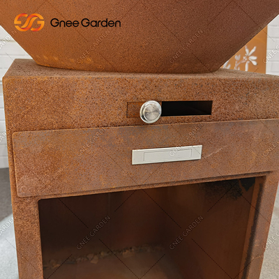 เตาย่างบาร์บีคิวกลางแจ้งสำหรับงานหนักโบราณ Fire Pit Corten Metal Barbecue