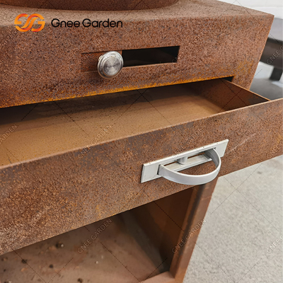 Corten Steel Garden BBQ เตาทำอาหารกลางแจ้ง Antique Fire Pit 31.5&quot;