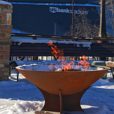 การทำอาหารกลางแจ้ง Custom Fire Bowl Bbq Grill Corten Steel Garden Fire Pit Rustic