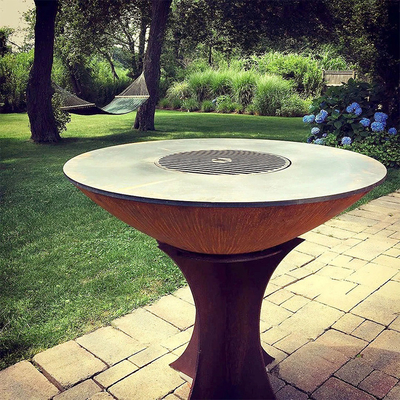 เตาทำอาหารกลางแจ้ง Corten Steel ขนาด 1,000 มม. พร้อมฐานที่ถอดออกได้