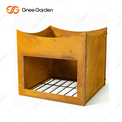 Corten Steel Metal แคมป์ปิ้ง เตาย่างบาร์บีคิวแบบสนิมสำหรับผักทำอาหารกลางแจ้ง