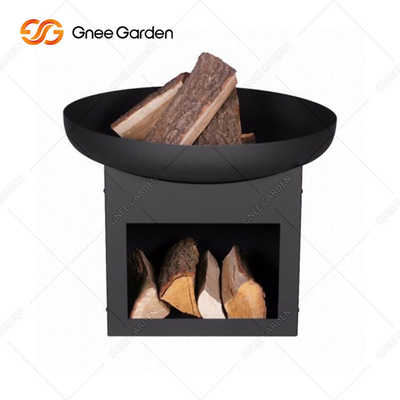 เตาย่างบาร์บีคิวกลางแจ้ง Plancha Grill Corten Steel Fire Pit สีดำ