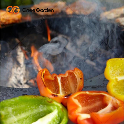 Backyard Patio การทำอาหารกลางแจ้ง Rusty Corten Steel Fire Pit พร้อมที่เก็บล็อกขนาดใหญ่
