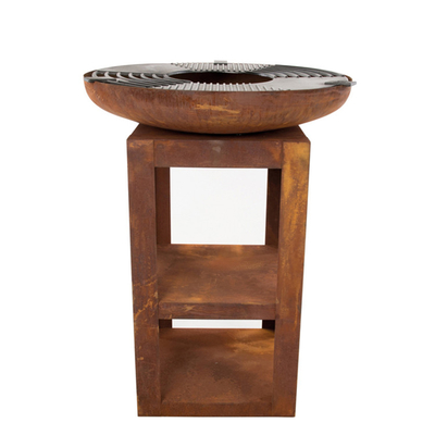 ครัวกลางแจ้งที่ทันสมัย ​​Corten Steel Grill การเผาไหม้ไม้ แคมป์ปิ้ง BBQ Grill
