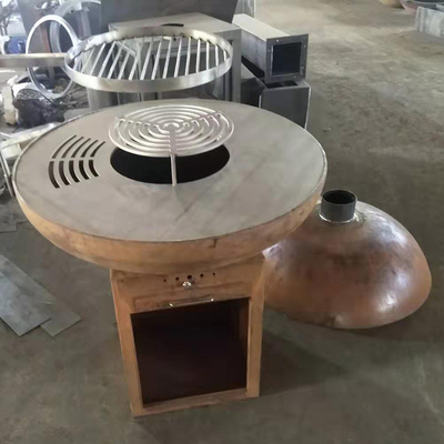เตาถ่าน Corten Steel ที่เป็นสนิมแบบโมเดิร์นสำหรับทำบาร์บีคิวในครัวกลางแจ้ง