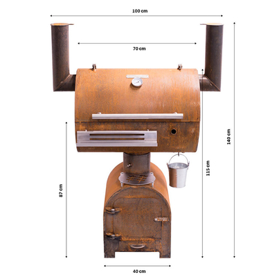 ห้องครัวสวน Corten Steel เตาทำอาหารกลางแจ้ง Pre Rusted