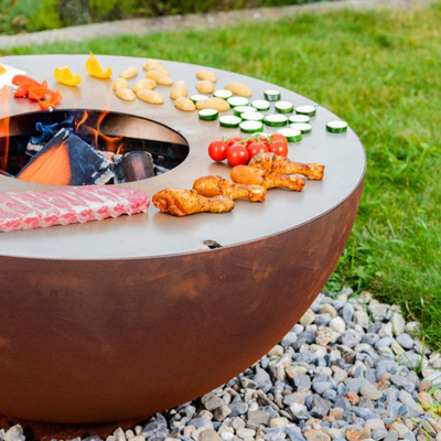 Corten Steel Garden หลุมไฟโบราณ Rust BBQ Pit 31.5&quot;
