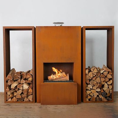 เตาผิงกลางแจ้ง Corten Steel Wood Burning Fire Pit GN-FP-510
