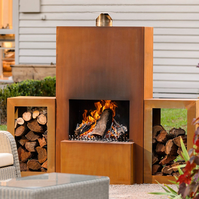 เตาผิงกลางแจ้ง Corten Steel Wood Burning Fire Pit GN-FP-510