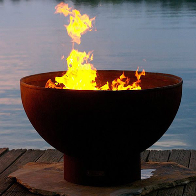 เตาเผาไม้ Corten Steel Round Fire Pit สำหรับตั้งแคมป์กลางแจ้ง