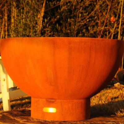 เตาเผาไม้ Corten Steel Round Fire Pit สำหรับตั้งแคมป์กลางแจ้ง
