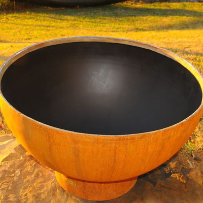 เตาเผาไม้ Corten Steel Round Fire Pit สำหรับตั้งแคมป์กลางแจ้ง