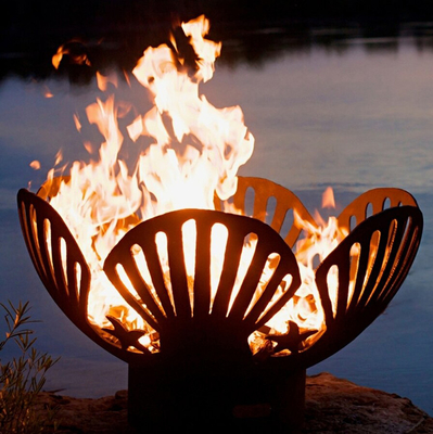 หลุมไฟ Corten Steel ขนาด 100 ซม. ที่อบอุ่นสำหรับสนามหลังบ้าน