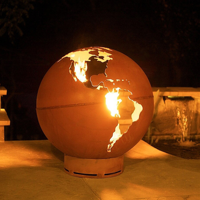 แฮนด์เมด Corten Steel Fire Pit Balls ออกแบบเอง Fire Pit Balls