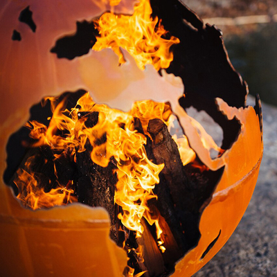 แฮนด์เมด Corten Steel Fire Pit Balls ออกแบบเอง Fire Pit Balls