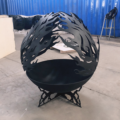 Phoenix Pattern Design ลูกไฟโลหะกลางแจ้งที่เป็นสนิมใน Corten Steel