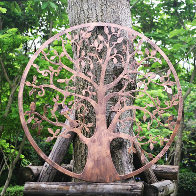 61.5 Cm Bronze Tree Of Life Metal Garden Wall Art สำหรับบ้าน