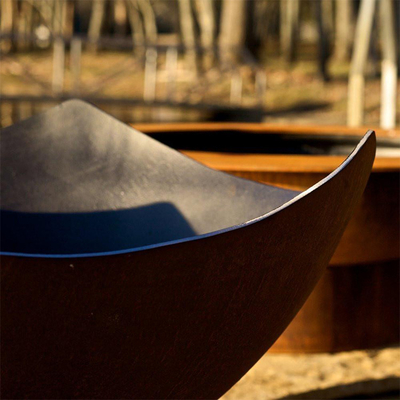 หลุมไฟ Corten Steel ที่เผาด้วยไม้สำหรับตกแต่งลาน