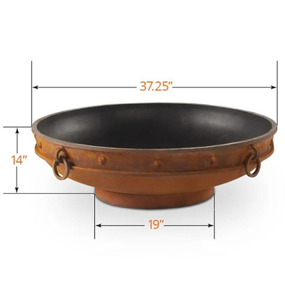 37 นิ้ว Weathering Steel Round Steel Fire Pit แคมป์ปิ้ง Brazier Outdoor