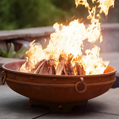 37 นิ้ว Weathering Steel Round Steel Fire Pit แคมป์ปิ้ง Brazier Outdoor