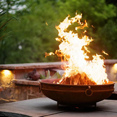 37 นิ้ว Weathering Steel Round Steel Fire Pit แคมป์ปิ้ง Brazier Outdoor