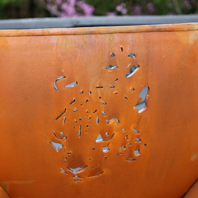 หลุมไฟ Corten Steel กลางแจ้ง Round Black Pre Rusted