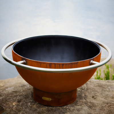 หลุมไฟ Corten Steel ขนาด 120 ซม. แบบพกพาขนาดใหญ่สำหรับลาน