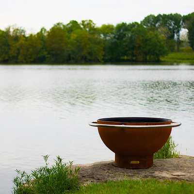 หลุมไฟ Corten Steel ขนาด 120 ซม. แบบพกพาขนาดใหญ่สำหรับลาน