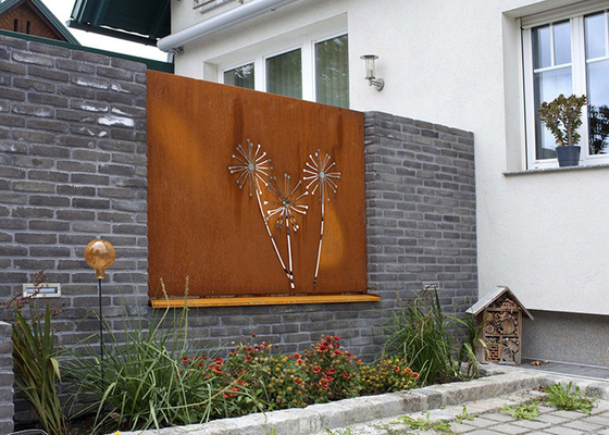รูปแบบการตัดด้วยเลเซอร์แบบดอกแดนดิไลอัน Corten Steel Garden ตกแต่งหน้าจอ