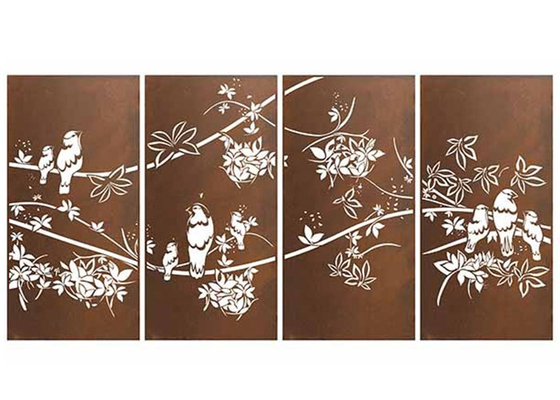 หน้าจอ Corten Laser Cut ที่ทนต่อการกัดกร่อนกลางแจ้งสำหรับสนามหลังบ้าน