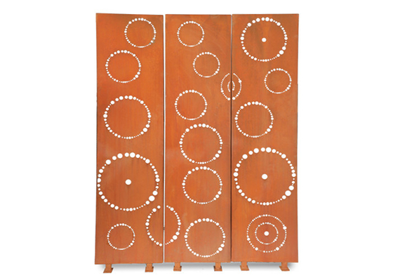 1800x900mm โลหะ สวน เครื่องประดับ Corten Steel หน้าจอตกแต่ง Circle Pattern