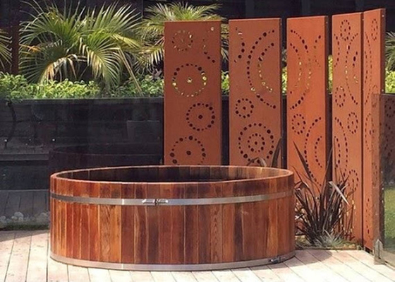 1800x900mm โลหะ สวน เครื่องประดับ Corten Steel หน้าจอตกแต่ง Circle Pattern