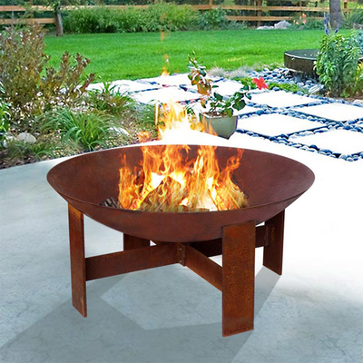 เตาผิงไม้ Corten Steel ที่เติมเชื้อเพลิงด้วยไม้ การใช้สวนที่อบอุ่น