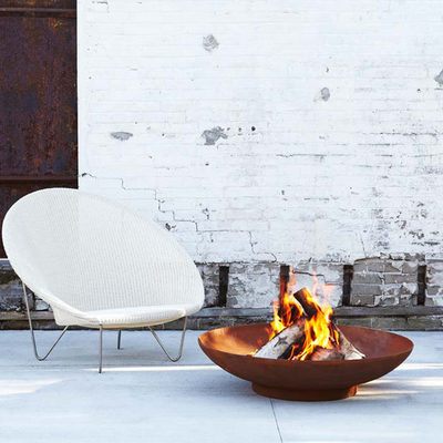 เตาผิงไม้ Corten Steel ที่เติมเชื้อเพลิงด้วยไม้ การใช้สวนที่อบอุ่น