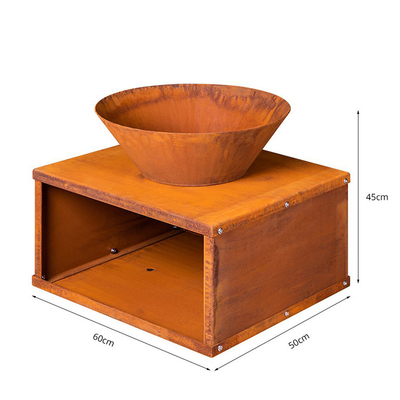 100cm Garden Landscape Round Rusted แคมป์ปิ้ง เตาผิง Corten Steel