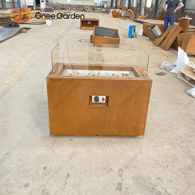 Outdoor Corten Steel Square Fire Pit ชนบทเสร็จสิ้น Table Top Fire Pit