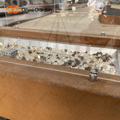 เตาเผาไม้ Corten Steel Fire Pit รูปสี่เหลี่ยมผืนผ้า
