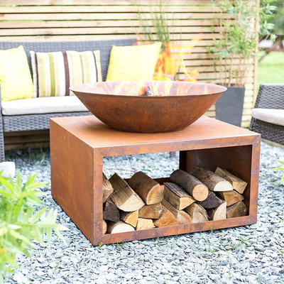 100cm Garden Landscape Round Rusted แคมป์ปิ้ง เตาผิง Corten Steel