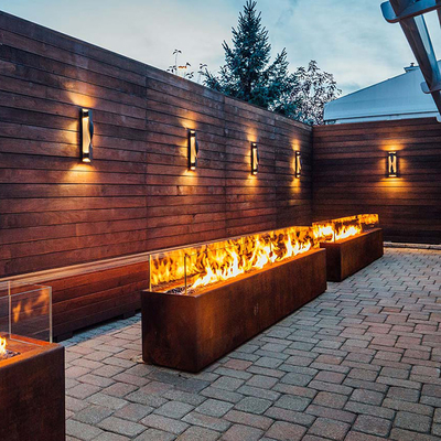 เครื่องทำความร้อนหลุมไฟโลหะรูปสี่เหลี่ยมผืนผ้าขนาด 1500 มม. Corten Steel Modern Aesthetic