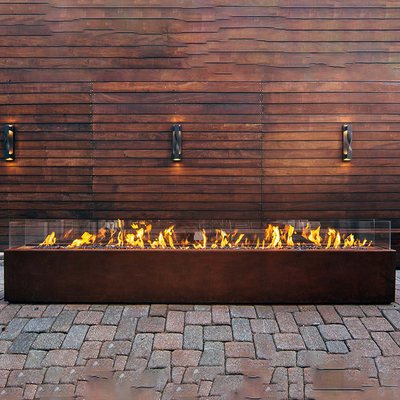 เครื่องทำความร้อนหลุมไฟโลหะรูปสี่เหลี่ยมผืนผ้าขนาด 1500 มม. Corten Steel Modern Aesthetic