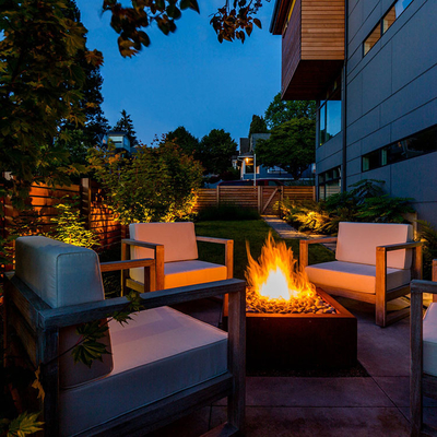 Simple Corten Steel Outdoor Fire Pit สนิมรอบการออกแบบตกแต่งสวน Fire Pit