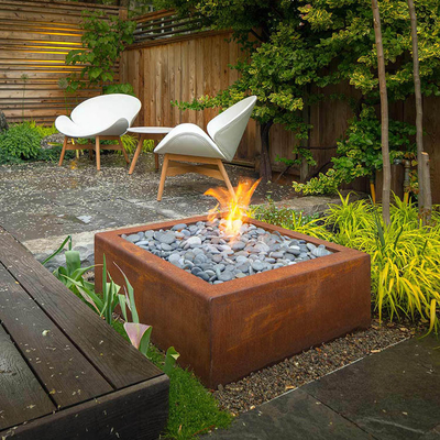 Simple Corten Steel Outdoor Fire Pit สนิมรอบการออกแบบตกแต่งสวน Fire Pit
