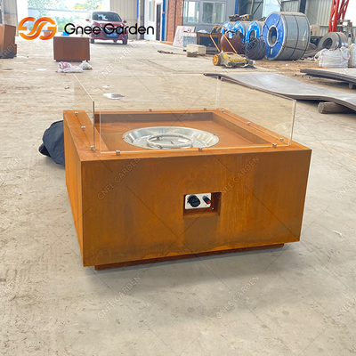 Outdoor Corten Steel Square Fire Pit ชนบทเสร็จสิ้น Table Top Fire Pit