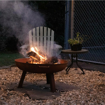 Round Corten Steel Fire Pit Garden ตกแต่ง Corten Steel Fire Bowl