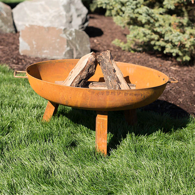 Gnee Garden Corten Steel หลุมไฟโลหะสนิมกลางแจ้งกลางแจ้ง Wood Fire Pit