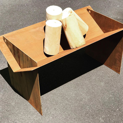 ที่ถอดออกได้ Corten Steel Wood Burning Fire Pit Table แบบพกพา 510mm